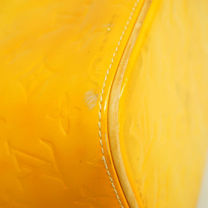 Louis Vuitton Tote Bag Vernis Houston M91055 Lime Yellow Women's