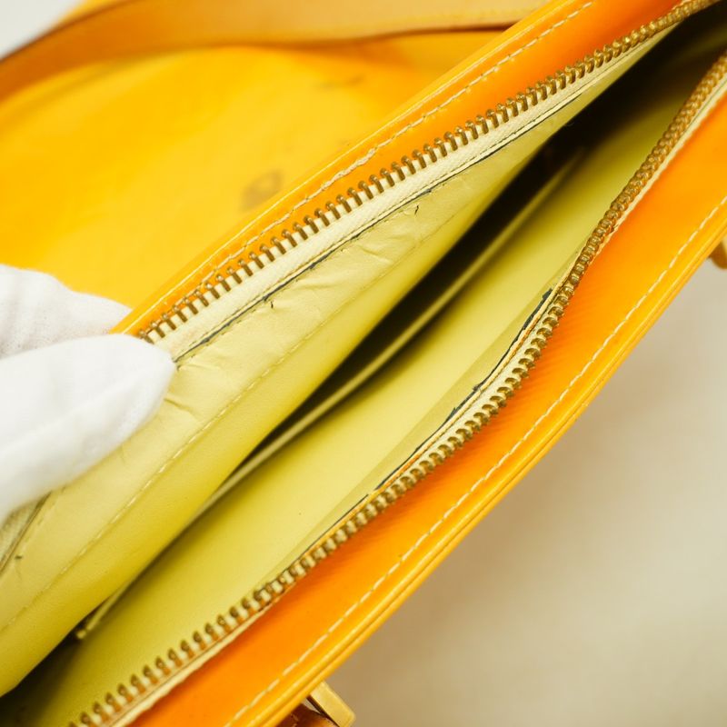 Louis Vuitton Tote Bag Vernis Houston M91055 Lime Yellow Women's