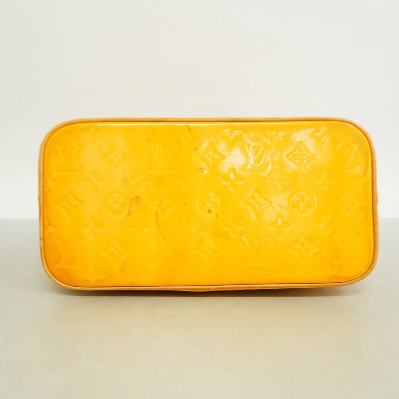 Louis Vuitton Tote Bag Vernis Houston M91055 Lime Yellow Women's