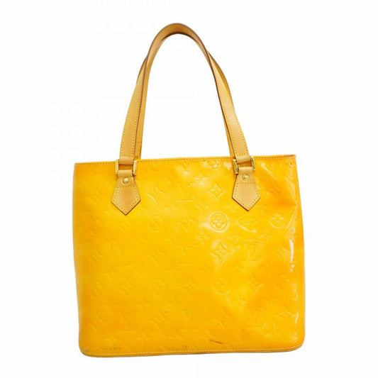 Louis Vuitton Tote Bag Vernis Houston M91055 Lime Yellow Women's