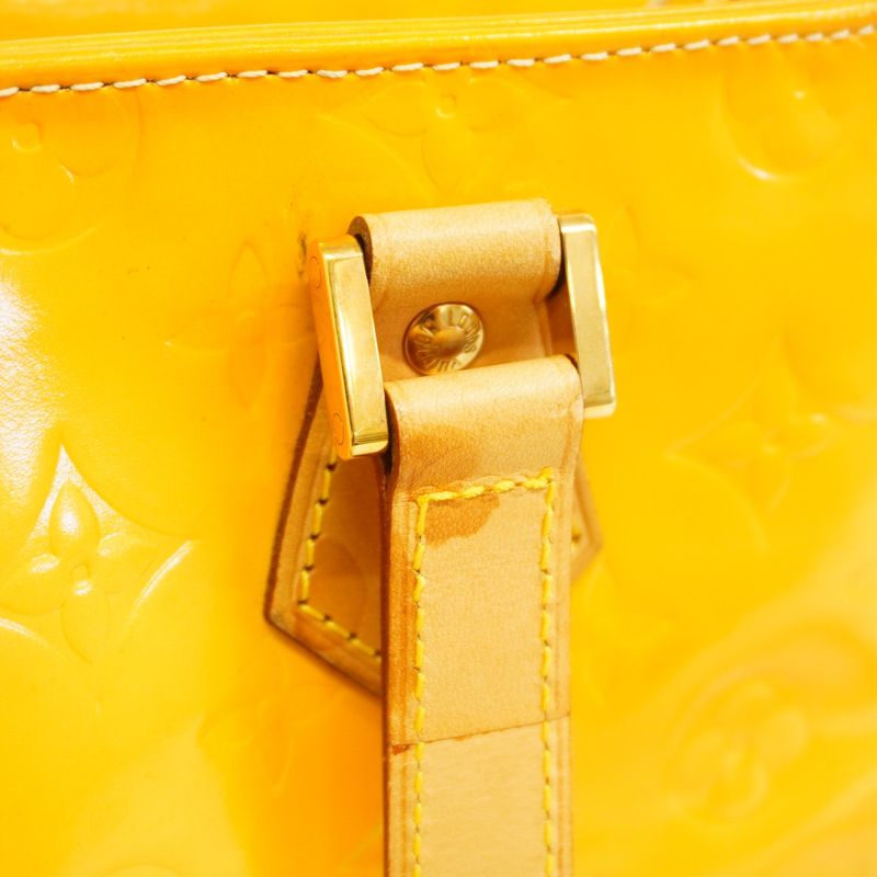 Louis Vuitton Tote Bag Vernis Houston M91055 Lime Yellow Women's