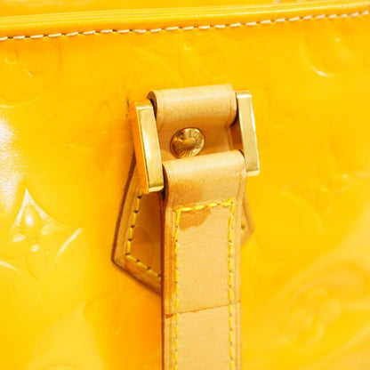 Louis Vuitton Tote Bag Vernis Houston M91055 Lime Yellow Women's