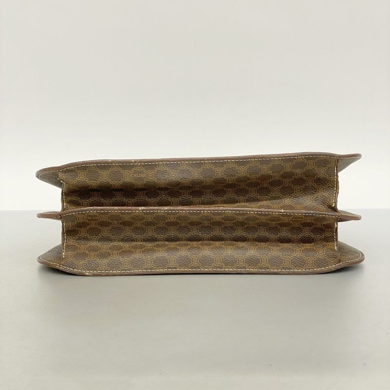 Celine Shoulder Bag Macadam PVC Brown Gold Hardware Women