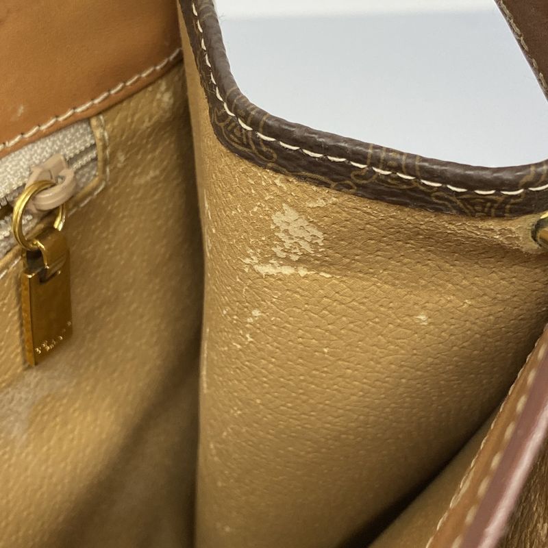 Celine Shoulder Bag Macadam PVC Brown Gold Hardware Women