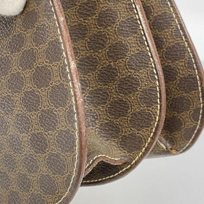 Celine Shoulder Bag Macadam PVC Brown Gold Hardware Women