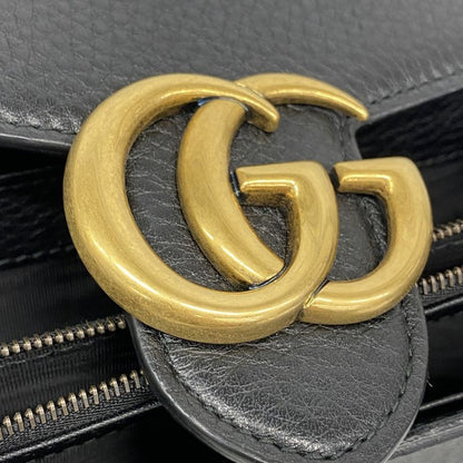 Gucci Shoulder Wallet Ggmarmont 401232 Leather Black Gold Hardware Women