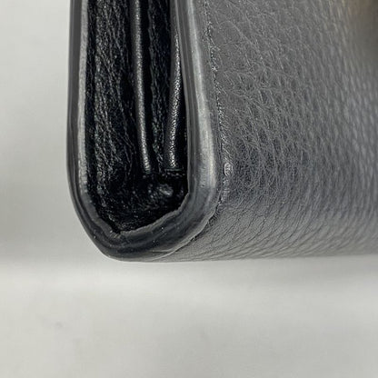 Gucci Shoulder Wallet Ggmarmont 401232 Leather Black Gold Hardware Women