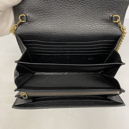 Gucci Shoulder Wallet Ggmarmont 401232 Leather Black Gold Hardware Women