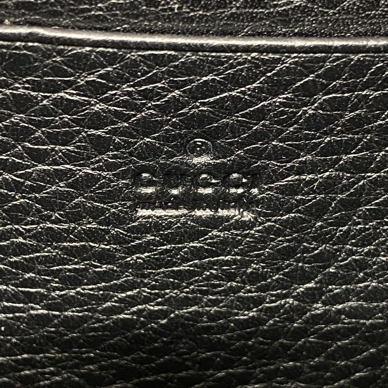 Gucci Shoulder Wallet Ggmarmont 401232 Leather Black Gold Hardware Women