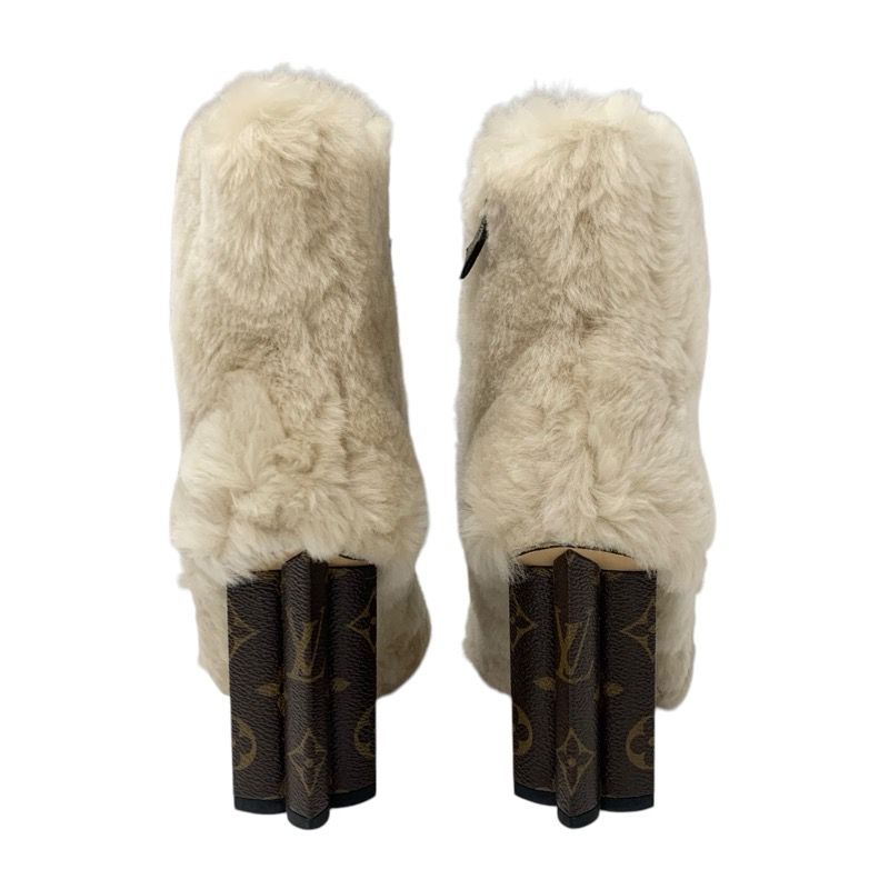 Louis Vuitton Silhouette Line Monogram Boots Short Boots Shoes Fur Leather