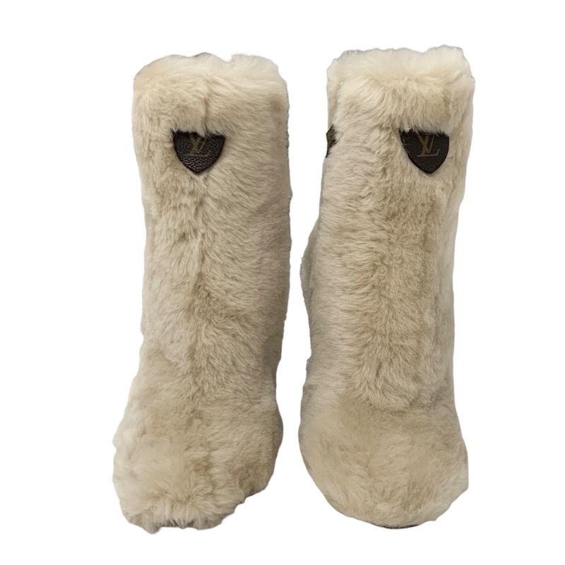 Louis Vuitton Silhouette Line Monogram Boots Short Boots Shoes Fur Leather