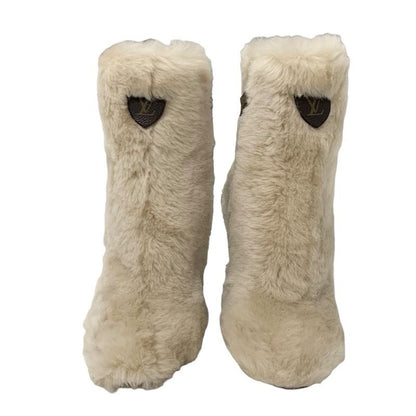 Louis Vuitton Silhouette Line Monogram Boots Short Boots Shoes Fur Leather