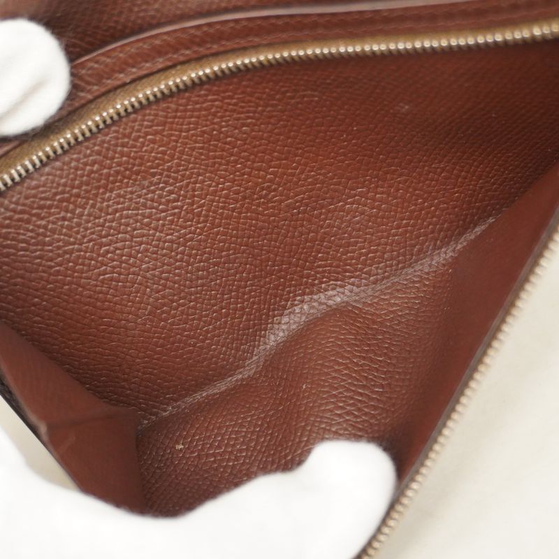 Hermes Long Wallet Bearn Vaux Epson Havana Silver Hardware □H Engraved Ladies