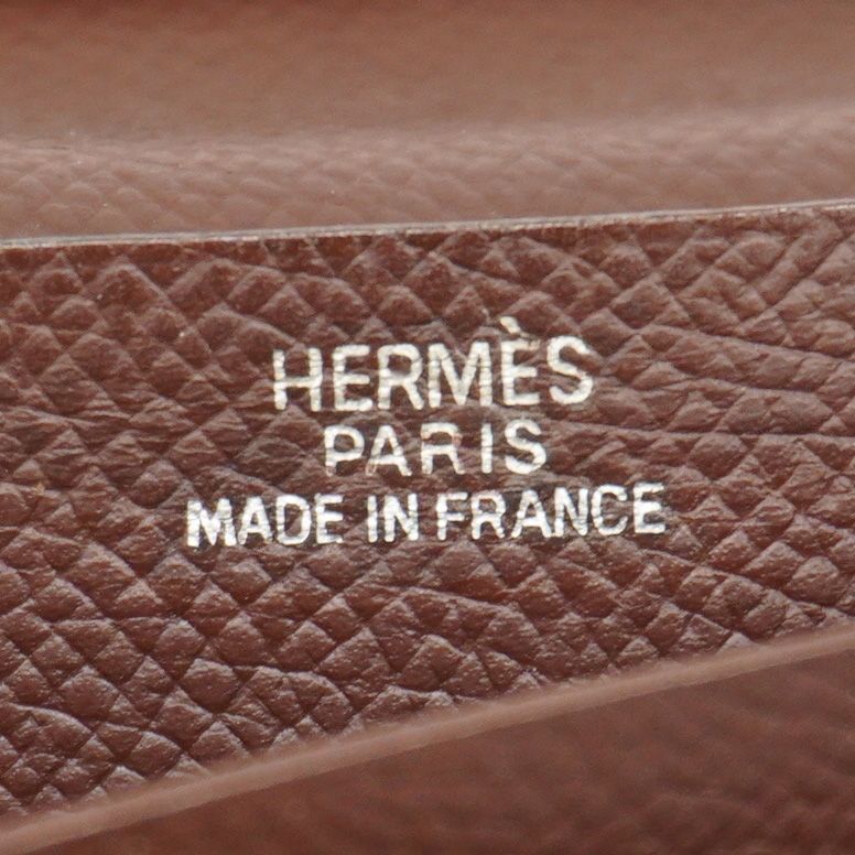 Hermes Long Wallet Bearn Vaux Epson Havana Silver Hardware □H Engraved Ladies