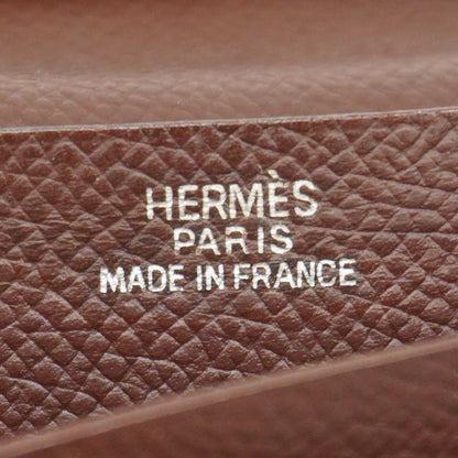 Hermes Long Wallet Bearn Vaux Epson Havana Silver Hardware □H Engraved Ladies