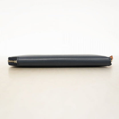 Hermes Long Wallet Azap Long Silk Inn Vaux Epson Blue Indigo Silver Hardware