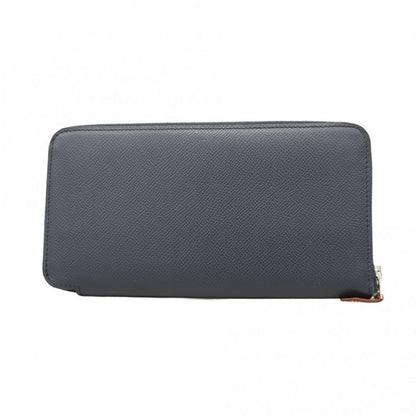 Hermes Long Wallet Azap Long Silk Inn Vaux Epson Blue Indigo Silver Hardware