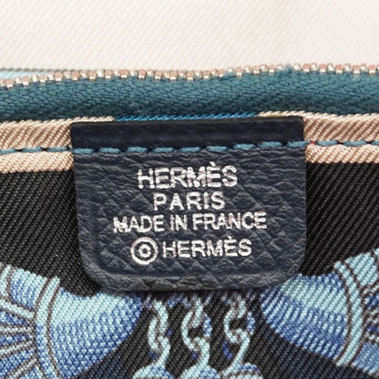 Hermes Long Wallet Azap Long Silk Inn Vaux Epson Blue Indigo Silver Hardware