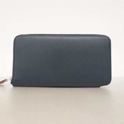 Hermes Long Wallet Azap Long Silk Inn Vaux Epson Blue Indigo Silver Hardware