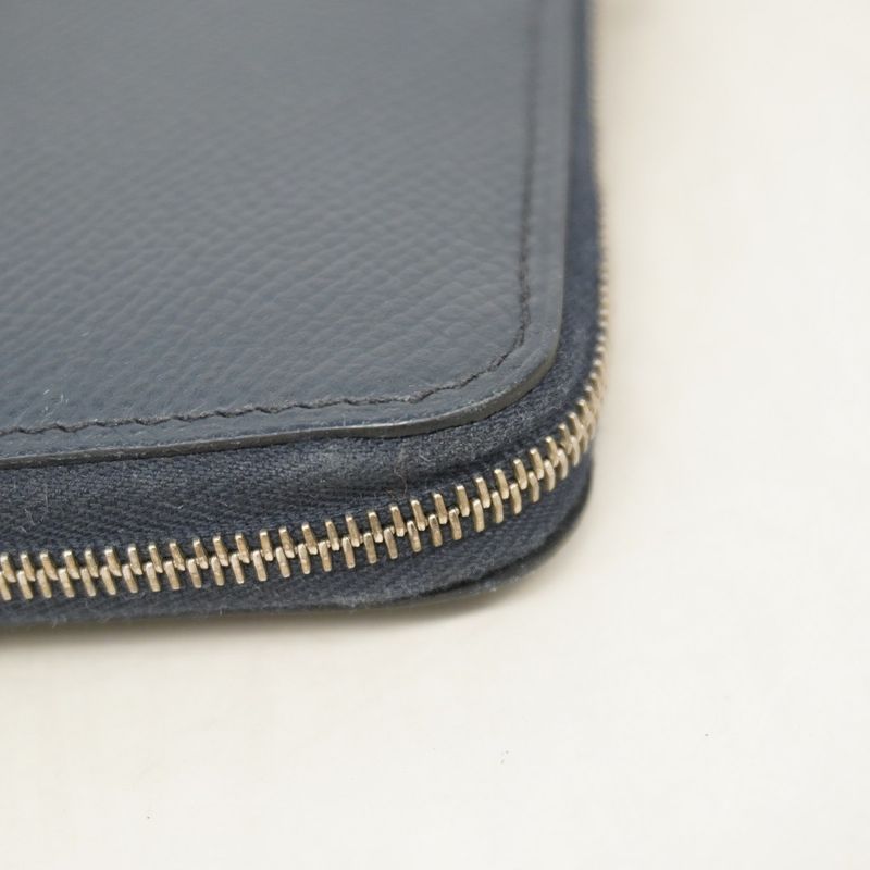 Hermes Long Wallet Azap Long Silk Inn Vaux Epson Blue Indigo Silver Hardware