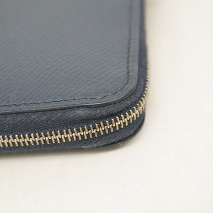 Hermes Long Wallet Azap Long Silk Inn Vaux Epson Blue Indigo Silver Hardware