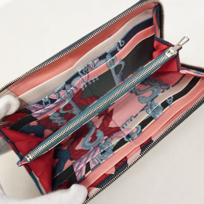 Hermes Long Wallet Azap Long Silk Inn Vaux Epson Blue Indigo Silver Hardware
