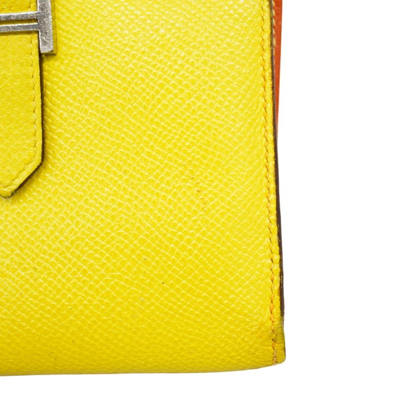 Hermes Wallet Monogram Bearn Compact Verso Vaux Epson Lime Orange Silver