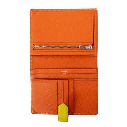 Hermes Wallet Monogram Bearn Compact Verso Vaux Epson Lime Orange Silver