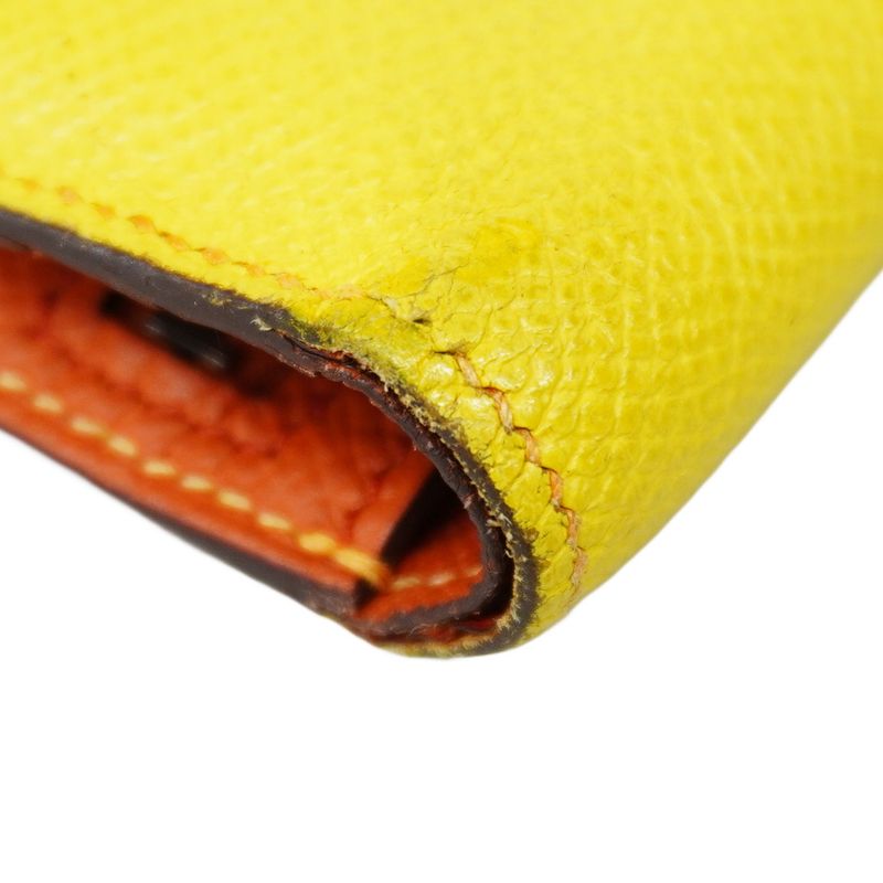 Hermes Wallet Monogram Bearn Compact Verso Vaux Epson Lime Orange Silver