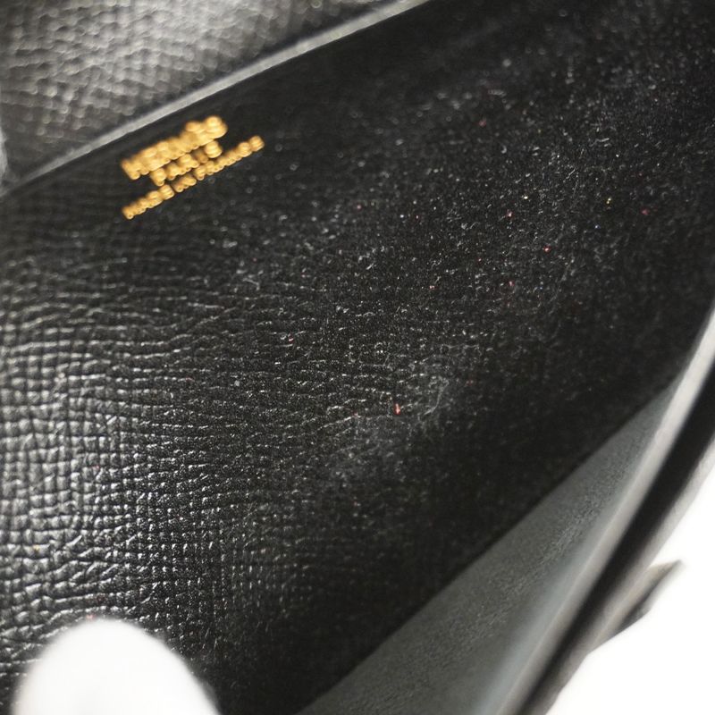 Hermes Long Wallet Bearn Classic Vaux Epson Black Gold Hardware 0Z Engraved