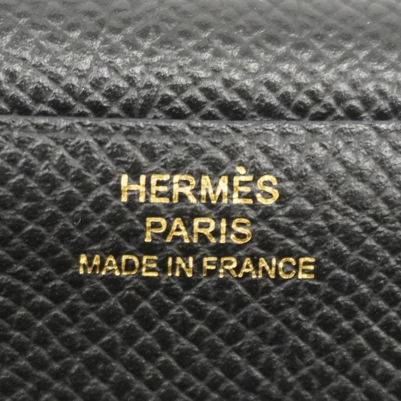 Hermes Long Wallet Bearn Souffle Vaux Epson Black Gold Hardware Engraved Z Men