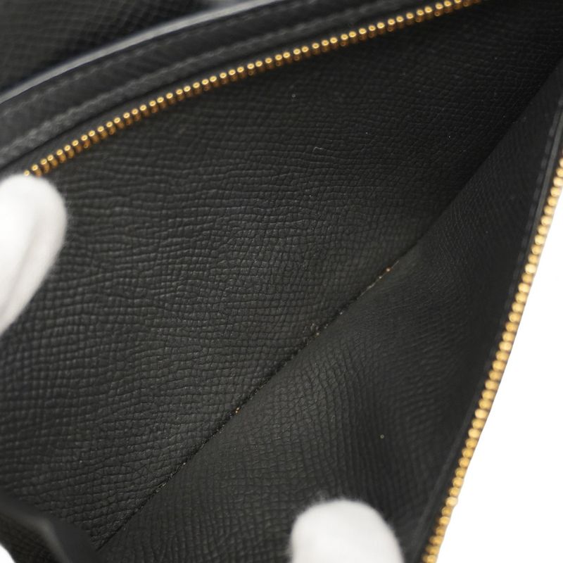 Hermes Long Wallet Bearn Souffle Vaux Epson Black Gold Hardware Engraved Z Men