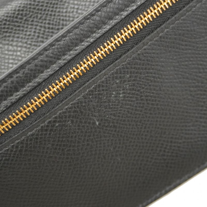 Hermes Long Wallet Bearn Souffle Vaux Epson Black Gold Hardware Engraved Z Men