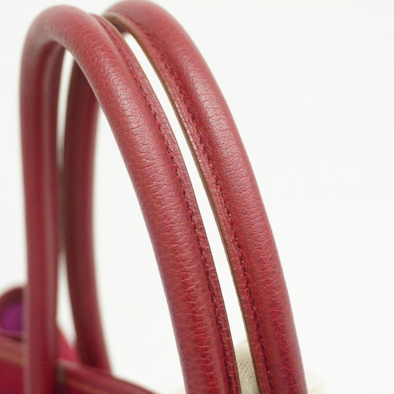 Hermes Tote Garden Party PM Toile Officier Red Silver Hardware □J Engraved