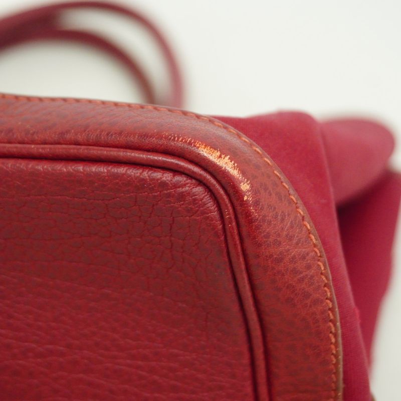 Hermes Tote Garden Party PM Toile Officier Red Silver Hardware □J Engraved