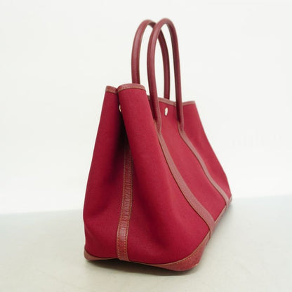 Hermes Tote Garden Party PM Toile Officier Red Silver Hardware □J Engraved