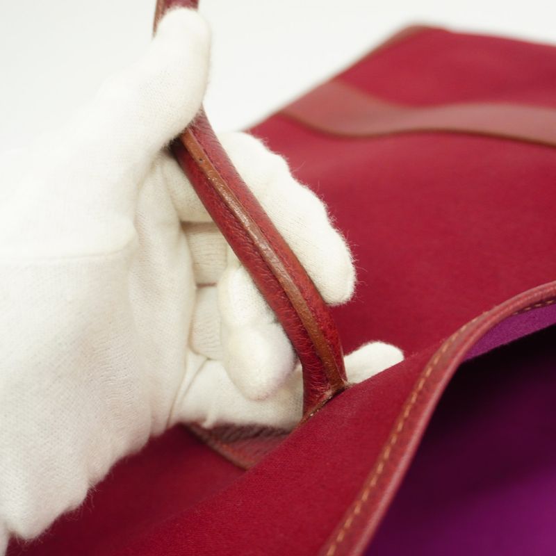 Hermes Tote Garden Party PM Toile Officier Red Silver Hardware □J Engraved