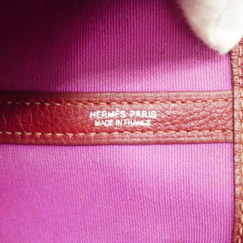 Hermes Tote Garden Party PM Toile Officier Red Silver Hardware □J Engraved