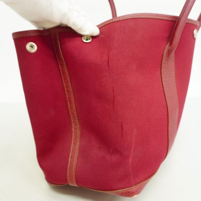 Hermes Tote Garden Party PM Toile Officier Red Silver Hardware □J Engraved