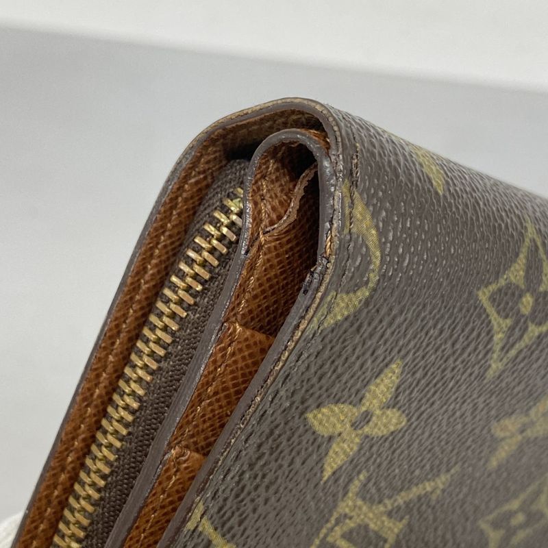 Louis Vuitton Wallet Monogram Porte Papier Zip M61207 Brown Ladies