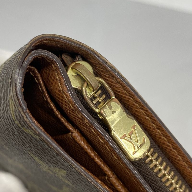 Louis Vuitton Wallet Monogram Porte Papier Zip M61207 Brown Ladies