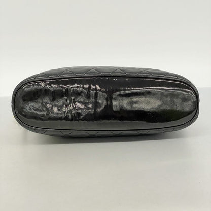 Chanel Shoulder Bag Matelasse Lambskin Patent Leather Black Gold Hardware Women