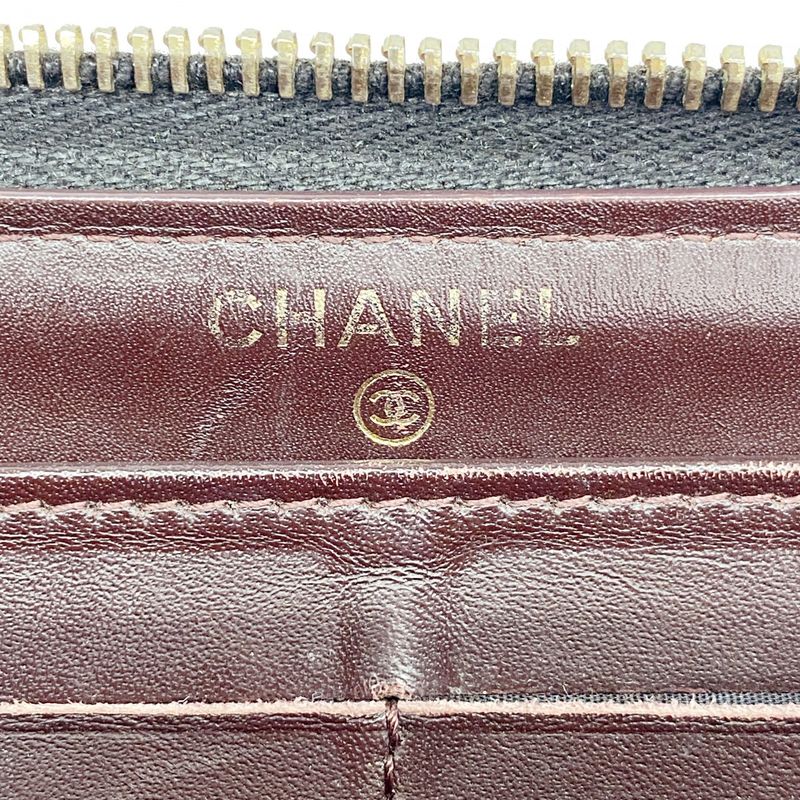 Chanel Long Wallet Matelasse Caviar Skin Black Gold Hardware Women