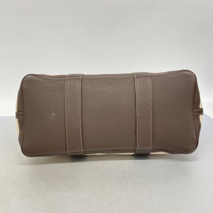 Hermes Tote Bag Garden Party PM Toile Ash Brown Beige Silver Hardware □P