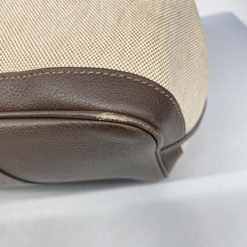 Hermes Tote Bag Garden Party PM Toile Ash Brown Beige Silver Hardware □P