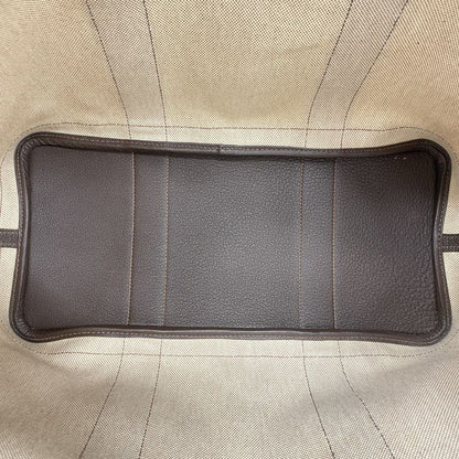 Hermes Tote Bag Garden Party PM Toile Ash Brown Beige Silver Hardware □P