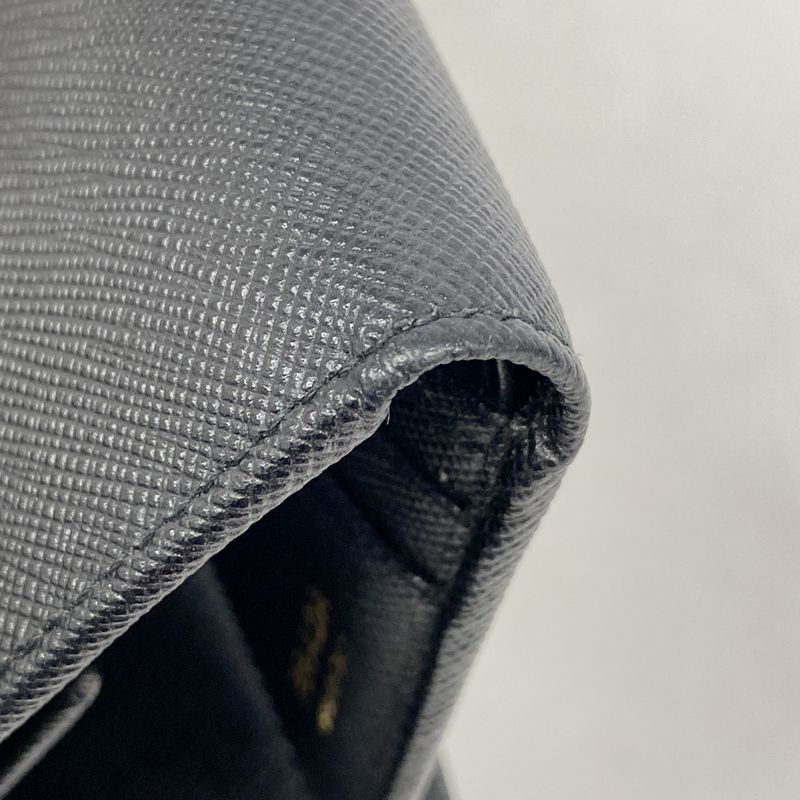 Prada Trifold Wallet Saffiano Leather Black Gold Hardware Women