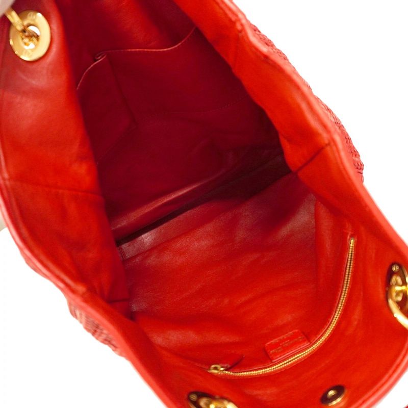 Christian Dior Tote Bag Leather Red Gold Hardware Women