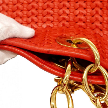 Christian Dior Tote Bag Leather Red Gold Hardware Women