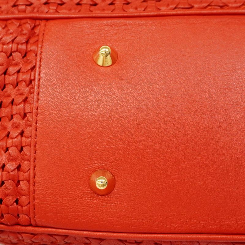 Christian Dior Tote Bag Leather Red Gold Hardware Women
